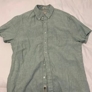 Jcrew Men’s Linen Short Sleeve Buttondown, Large Slim Fit